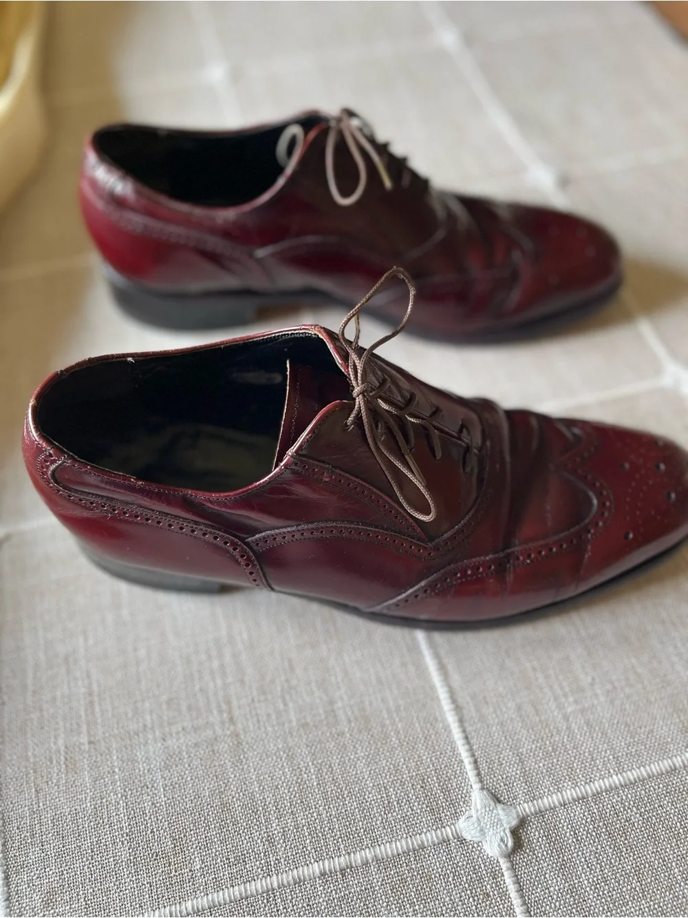Men's Vintage Leather Dress Shoes 8.5 D Florsheim Wingtips Burgundy Brogue USA